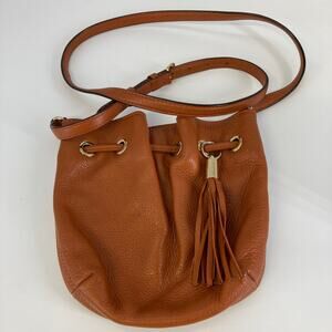 MICAEL KORS, SMALL, BURNT ORANGE LEATHER CROSSBODY BAG